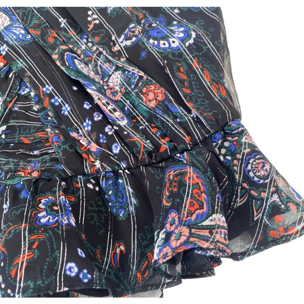 Veronica Beard Kailani Top Paisley Metallic Black Multi 0 - Picture 5 of 7